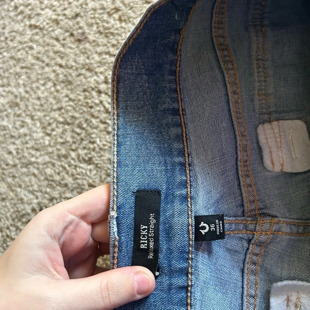 NWT True Religion Ricky Single Needle Flap Straight Jean Relaxed Size 36 Men's